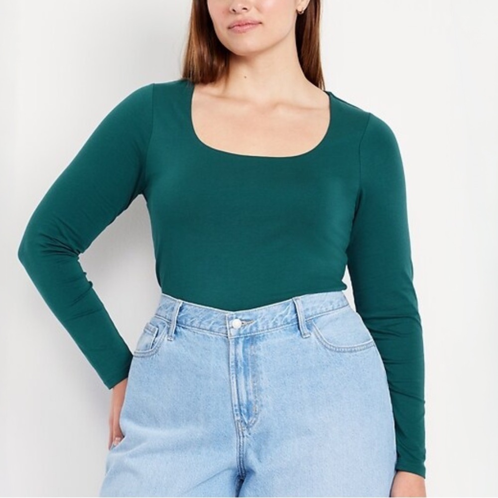 NWT Old Navy Double Layer Scoop Neck Long Sleeve Top in Teal